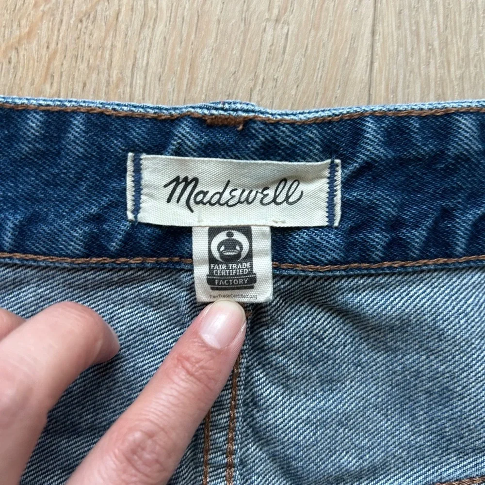 Madewell Brynn Long Short 16W Blue Denim Button Fly Raw Hem High Rise Western